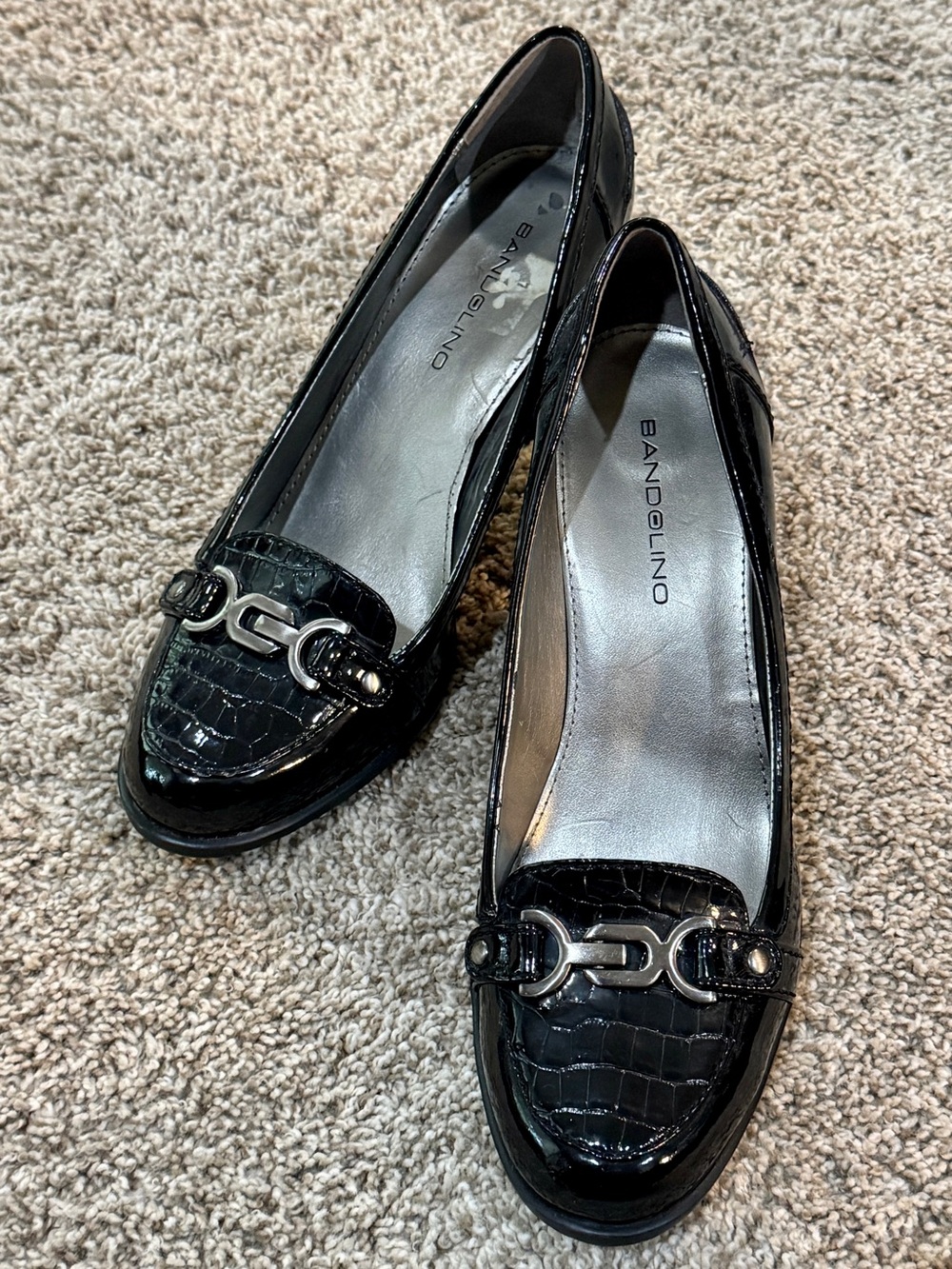 EUC Bandolino BDADA Black High Block Heel Pumps, Size 9.5.